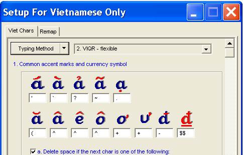 Figure 25: Frame "Setup For Vietnamese Only".