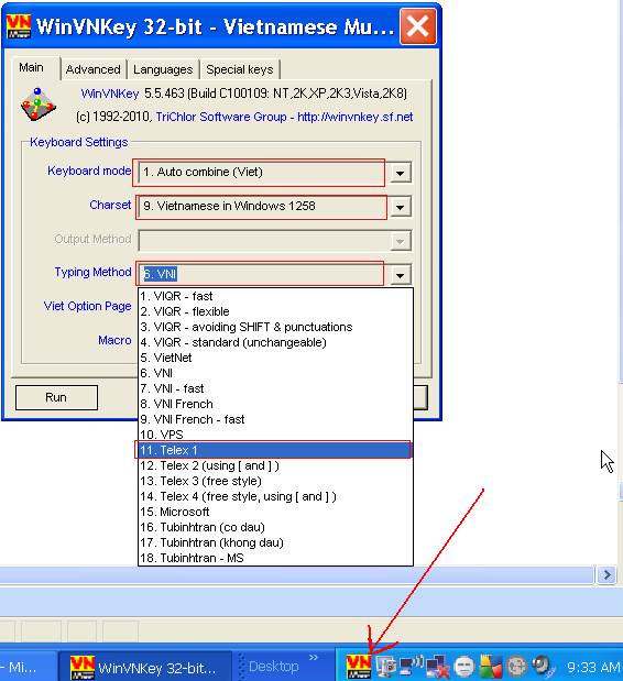 microsoft vietnamese keyboard shortcuts